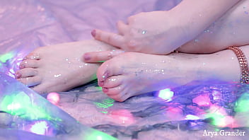 Shiny Glitter Feet Video, Close Up - Arya Grander free video