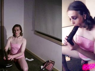 Sissycdmish - Caged Sissy Slut Sucking Bbc Dildo While Camwhoring #Bnwo free video